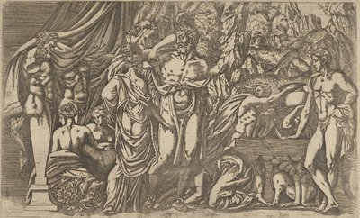 Herkules klädd som kvinna, 1540-45. av Antonio Fantuzzi