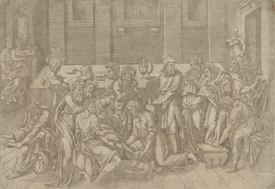 Jesus tvättar lärjungarnas fötter, 1540-45. av Antonio Fantuzzi