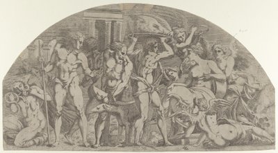 Meleager som bringar vildsvinens huvud till Atalanta, 1540-45. av Antonio Fantuzzi