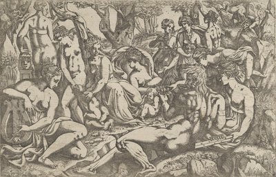 Muser vid foten av berget Parnassus, 1540-45. av Antonio Fantuzzi