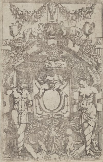 Prydnad med en liten tom oval, 1540-45. av Antonio Fantuzzi