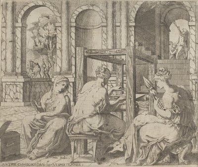 Minyas döttrar, 1545. av Antonio Fantuzzi