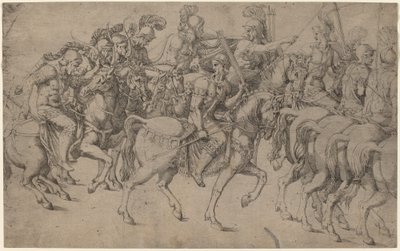Ryttare som bär pilbågar och spjut av Antonio Fantuzzi after Giulio Romano