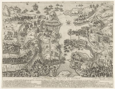 Översikt över hela slaget på Malta Dimostrazione di tutta la guerra (titel på objekt) The Siege of Malta (serietitel) av Antonio Francesco Lucini
