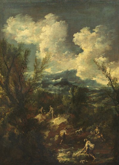 Landskap med tvättkvinnor, 1711-35 av Antonio Francesco Peruzzini