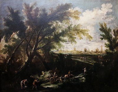 Landskap med vattenbärare. av Antonio Francesco Peruzzini