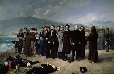 Avrättningen av Torrijos och hans följeslagare på Malagas strand av Antonio Gisbert