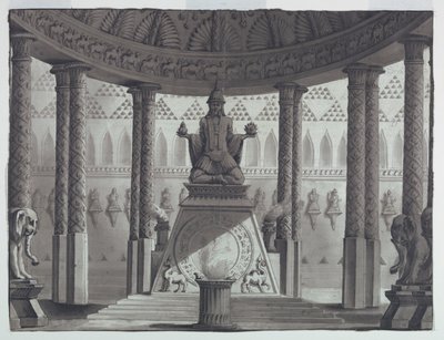 Scenografi, orientaliskt tempel av Antonio Giuseppe Basoli