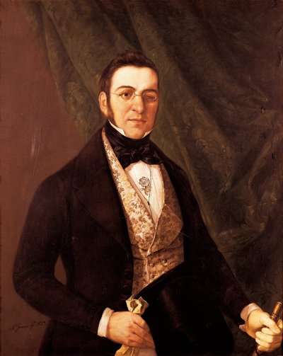 Porträtt av Manuel Breton de los Harreros (1796-1873), spansk poet och dramatiker. Målning av Antonio Gomez y Cros (sent 18-1863) av Antonio Gomez Cros