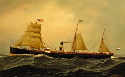 Ångfartyg Schiedam i grov sjö av Antonio Jacobsen