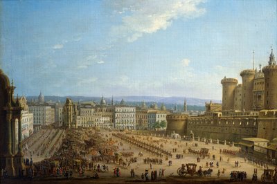 Festival Of Four Altars In Neapel, ca 1757, av Antonio Joli (1700-1777), olja på duk, 52,1x78,7, Italien av Antonio Joli