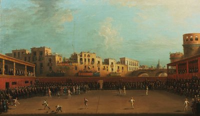 Kung Ferdinand IV och drottning Caroline av Neapel deltar i ett spel om Palla a Bracciale, av Antonio Joli