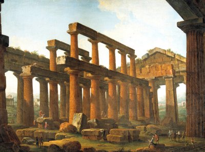 Poseidontemplet i Paestum av Antonio Joli