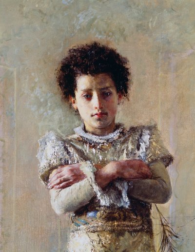 Akrobat, detalj, av Antonio Mancini (1852-1930), olja på duk, 250,5x111,5 cm av Antonio Mancini