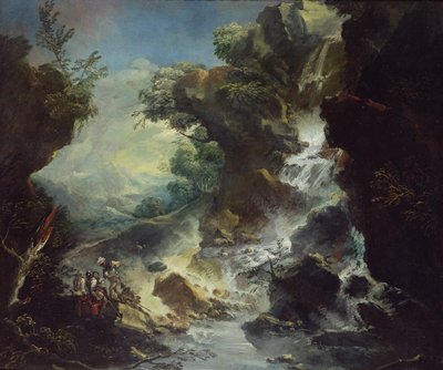 Landskap med vattenfall, ca 1700-07 (olja på duk) av Antonio Marini