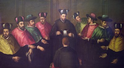 Placering av doktorsexamen Biretta (olja på duk) av Antonio Martinez Anaya