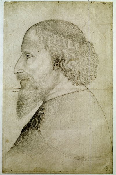 Kejsar Sigismond av Luxemburg (1368-1437), sedd i byst, i profil till vänster. Teckning av Antonio di Puccio Pisano dit Pisanello (före 1395-1455). Svart sten. Mått: 41,1x55,9 cm. av Antonio Pisanello