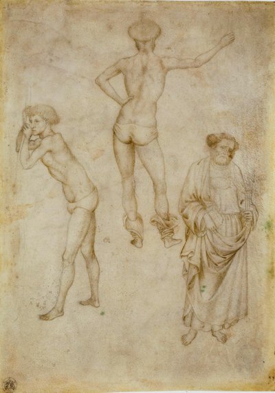 ""Figures masculines et saint Pierre"" (Two male figure studies and Saint Peter) Etude Dessin d