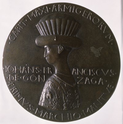 Porträttmedalj föreställande Gianfrancesco Gonzaga (13945-1444) 1446-8 (brons) (för baksidan se 96844) av Antonio Pisanello