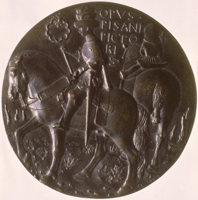 Porträttmedalj, baksida föreställande Gianfrancesco Gonzaga 13945-1444 på en häst, 1446-8 brons för framsida se 96843 av Antonio Pisanello