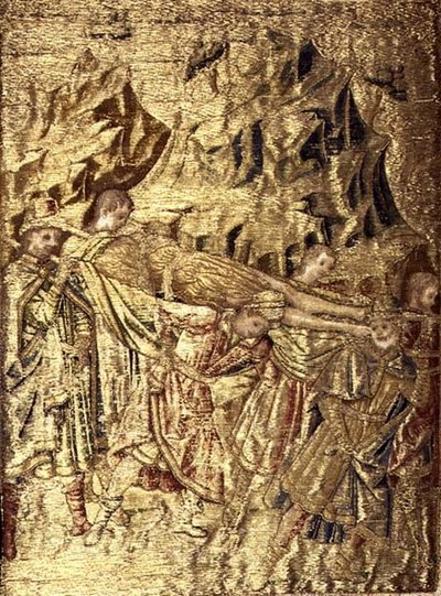 The Transportation of the Body of St. John the Baptist, gobeläng som skildrar scener från helgonets liv (textil) av Antonio Pollaiuolo