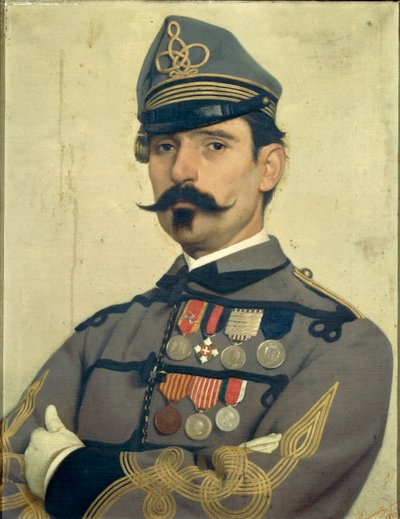 Porträtt av Giovanni Maria Damiani iklädd Garibaldis arméuniform, av Antonio Puccinelli av Antonio Puccinelli