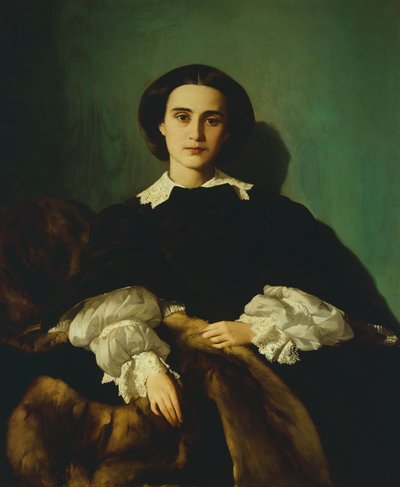 Porträtt av adelskvinnan Morrocchi av Antonio Puccinelli (1822-1897), ca 1858, olja på duk av Antonio Puccinelli