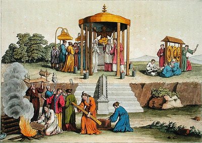 En japansk bröllopsceremoni, illustration från 