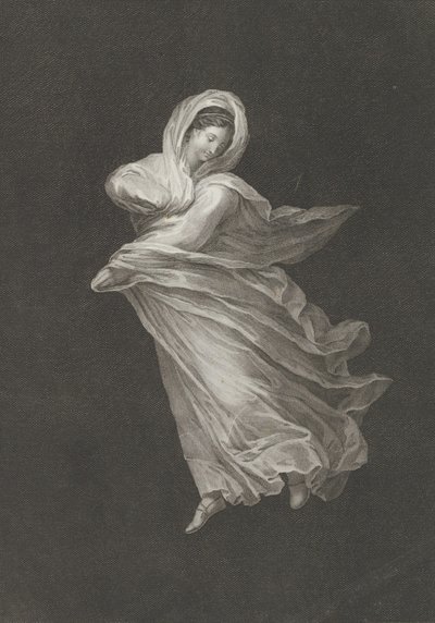 En bacchante klädd i flytande draperi, tittar ner, höger arm böjd och vänster arm ..., ca. 1795-1847. av Antonio Ricciani