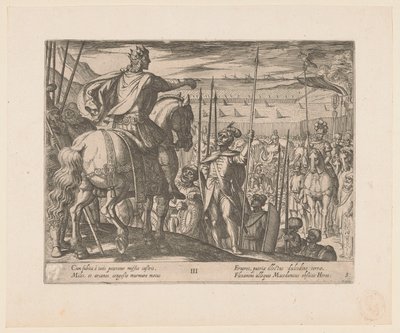 Alexander den store instruerar de makedonska soldaterna Alexander den stores gärningar (serietitel) Alexandri magni praecipvae res gestae (serietitel) av Antonio Tempesta