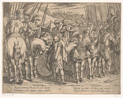Alexander den store hittar Darius kropp Alexander den stores gärningar (serietitel) Alexandri magni praecipvae res gestae (serietitel) av Antonio Tempesta