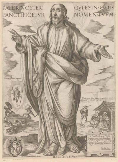 Kristus Fader vår som är i himlen, helgat vare ditt namn (titel på föremålet) Kristus, Maria och aposteln (serietitel) av Antonio Tempesta