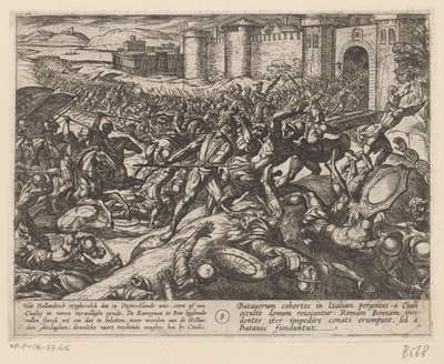 Romarna besegras av de holländska trupperna i Bonn De bataviska krigen mot romarna (serietitel) Batavorum cum Romanis Bellum (serietitel) av Antonio Tempesta