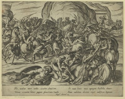 Camillus död i slaget om grekerna och romarna av Antonio Tempesta