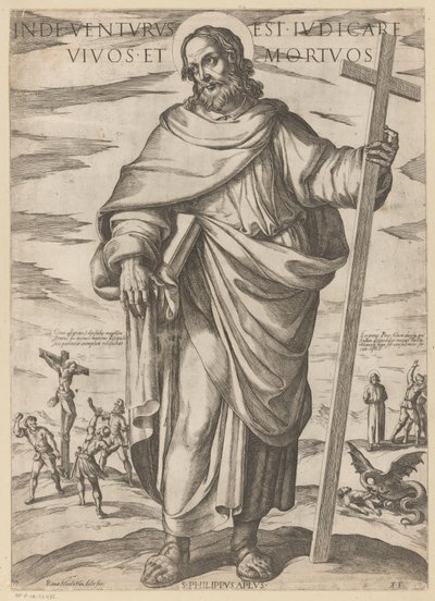 Av Sankt Filip Därifrån kommer han att döma levande och döda (titel på föremål) Kristus, Maria och aposteln (serietitel) av Antonio Tempesta