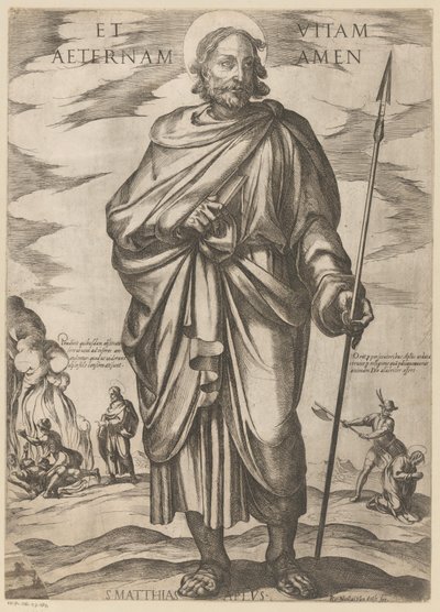 Av den helige Matthias Och evigt liv amen (titel på objekt) Kristus, Maria och aposteln (serietitel) av Antonio Tempesta