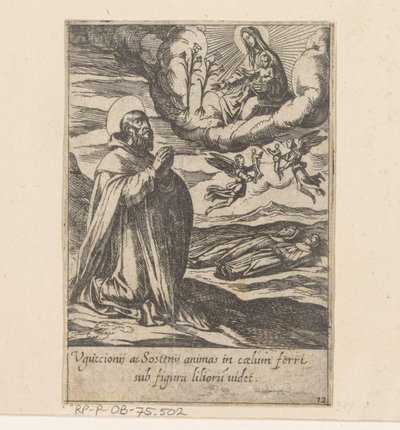 De heilige Philippus bidt för de zielen van twee broeders Het Leven van Philippus Benitius (serietitel) B. Philippi Benicius Florens liv. ord. Servant of B. Mary the Virgin (serietitel) av Antonio Tempesta