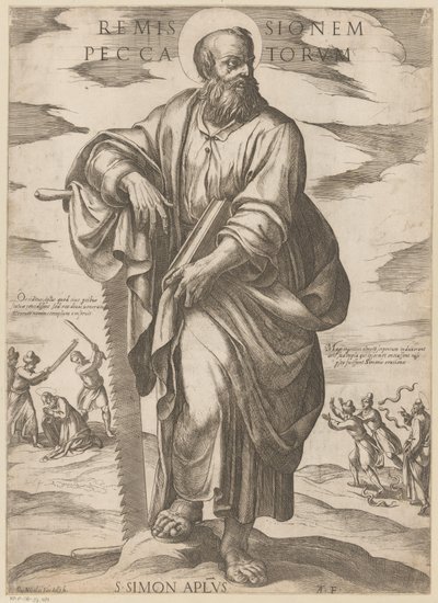 Av Saint Simon Syndernas förlåtelse (titel på objekt) Kristus, Maria och aposteln (serietitel) av Antonio Tempesta