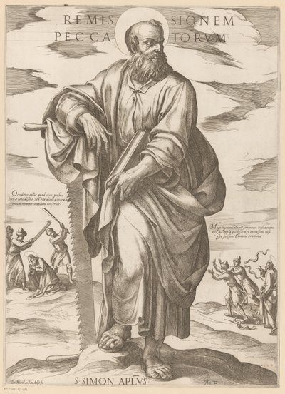 Av Saint Simon Syndernas förlåtelse (titel på objekt) Kristus, Maria och aposteln (serietitel) av Antonio Tempesta