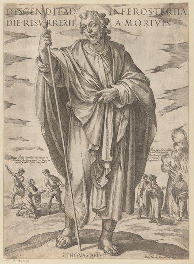 Av St Thomas Stig ner till helvetet på den tredje dagen uppstod från de döda (titel på objektet) Kristus, Maria och aposteln (serietitel) av Antonio Tempesta