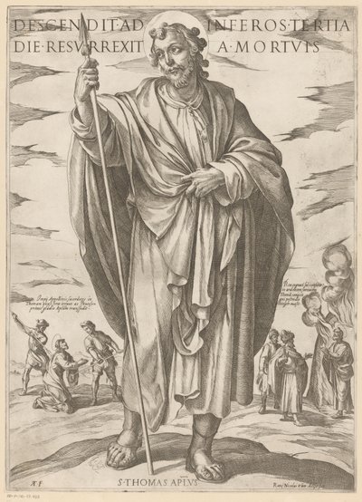 Av St Thomas Stig ner till helvetet på den tredje dagen uppstod från de döda (titel på objektet) Kristus, Maria och aposteln (serietitel) av Antonio Tempesta
