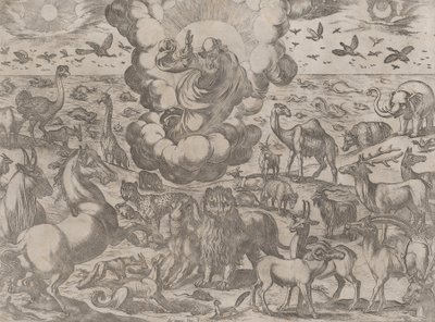 Gud skapar djuren, ca. 1590-1630. av Antonio Tempesta