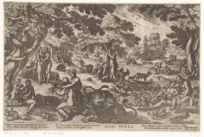 gyllene ålder Aetas aurea (titel på objekt) Four Ages of the World (serietitel) av Antonio Tempesta