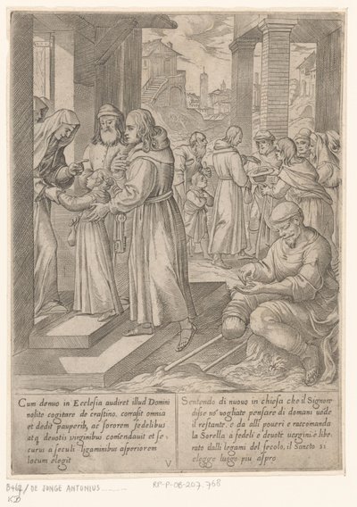 H. Antonius tar med sin syster till nunnorna The Life of Saint Anthony the Great (serietitel) av Antonio Tempesta