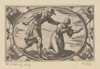 H. Columbina, från dottern van H. Austerius Romeinse martelaressen (serietitel) Imagini di moltes vergini Rom i martyrskap (serietitel) av Antonio Tempesta