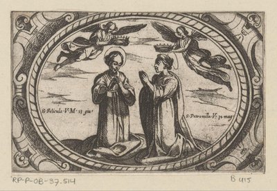 H. Felicula i H. Petronilla Romansk martelaressen (serietitel) Imagini di many virgini Rom nel martyrio (serietitel) av Antonio Tempesta