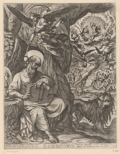 St. Hieronymus i vildmarken överväger den sista domen S. Hieronimus (titel på objekt) av Antonio Tempesta