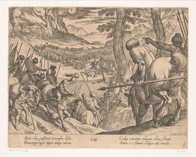Alexander den stores armé omringar fiendestyrkorna med eld Alexander den stores gärningar (serietitel) Alexandri magni praecipvae res gestae (serietitel) av Antonio Tempesta