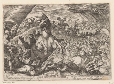 Joshua befaller solen att stå stilla Iosue imperante sol constitit (titel på objekt) Gamla testamentets stridsscener (serietitel) av Antonio Tempesta