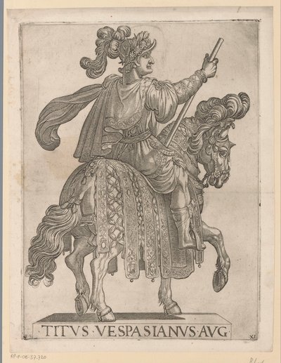 Kejsar Titus till häst De första tolv romerska kejsarna till häst (serietitel) XII caesares in equestri (serietitel) av Antonio Tempesta